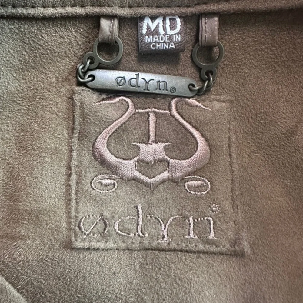 Odyn‎ Brown Faux Suede Full Zip Motto Jacket Women's Sz M